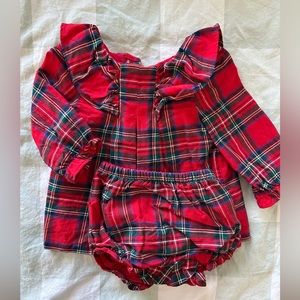 Janie and Jack plaid bloomer set